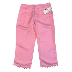 JH Collectibles NWT Linen Blend Pink Cropped Pants Women’s Size 10 - Picture 1 of 9