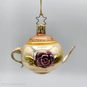 Vintage Christmas Ornament Inge Glas Teapot Bride's Tree Collection Germany - Picture 1 of 8