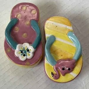 Flip Flop Salz Pfefferstreuer Tiki Island Strand Sammlerstück Blume Flamingo - Bild 1 von 6