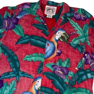 Camisa Hawaiana Union Bay De Colección Loro Tropical Floral Hecha en Hong Kong Talla S Foto 1 de 4