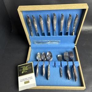 50 Pc Oneida Community Silver Flower Silverware Set Flatware 60s Forks Spoons - Picture 1 of 21