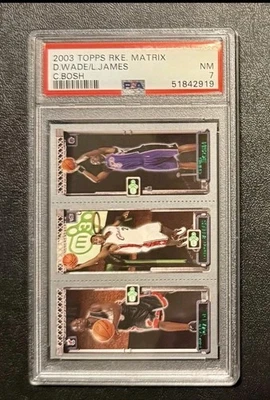 LEBRON JAMES DWYANE WADE CHRIS BOSH PSA 7 2003-04 TOPPS ROOKIE MATRIX RC  Foto 1 de 2