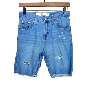 Levi’s NWT12 Boy's 511 Slim Medium Wash Denim Distressed Cut Off Jean Shorts - Picture 1 of 8