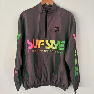 Vintage Surf Pullover Jacket Mens Medium Windbreaker Iridescent 90s Retro - Picture 1 of 8
