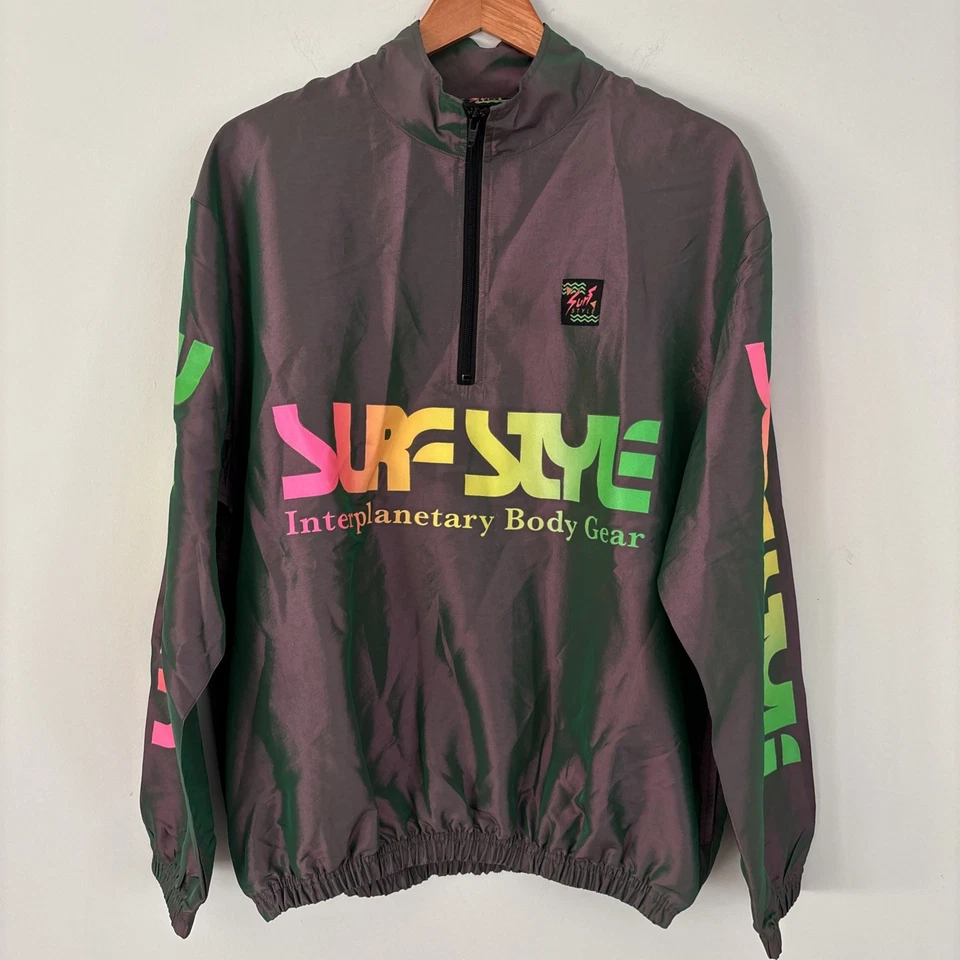 Vintage Surf Pullover Jacket Mens Medium Windbreaker Iridescent 90s Retro - Image 1 of 4