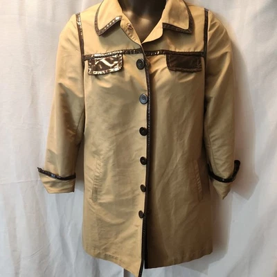 Gabardina para mujer Etcetera camel con ribete de charol marrón talla 12 Foto 1 de 4