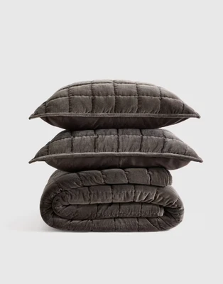 NUEVO CON ETIQUETAS MEMBRILLO ALGODÓN TERCIOPELO CAJA EDREDÓN KING/CAL KING SET GREYSTONE VENTA AL POR MENOR $279 Foto 1 de 4