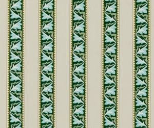 WILLIAM MORRIS CURTAIN FABRIC Red Car Stripe 3.4 METRES FOREST/LINEN LITTLE BOOK - Picture 1 of 9