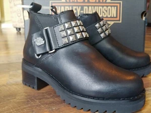 Harley-Davidson Lady Gr. 5 Damen Reitstiefel Schwarz Knöchel HT 6" Demi mit Nieten Neu im Karton - Bild 1 von 9