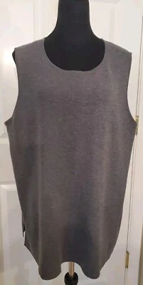 New Eileen Fisher 100% Italian  Wool Grey Tunic Side Slit Sleeveless Shell 2XL  - Image 1 of 4