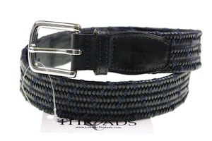Cinturón de vestir para hombre INGLÉS azul negro entretejido de cuero completo sin marca 32 - Imagen 1 de 7