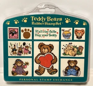 PSX Teddy Bears Rubber Stamp Set of 10 SK108, Birthday, Personal Stamp Exchange - Picture 1 of 3