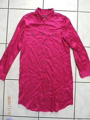 RALPH LAUREN Black Label Shirt Dress  8 P Viscose Satin Pink Long Sleeve D533 - Image 1 of 4