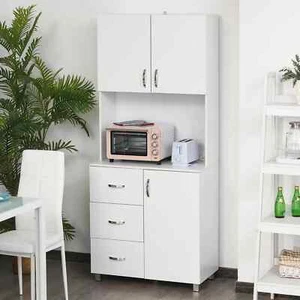 Free standing Kitchen Cupboard, Storage Cabinet with Doors and Sheleves, 3 drawe - Picture 1 of 12