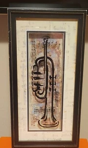 Musical Instrument Shadow Box decorative wall hanging , trumpet 11x6 - Picture 1 of 4