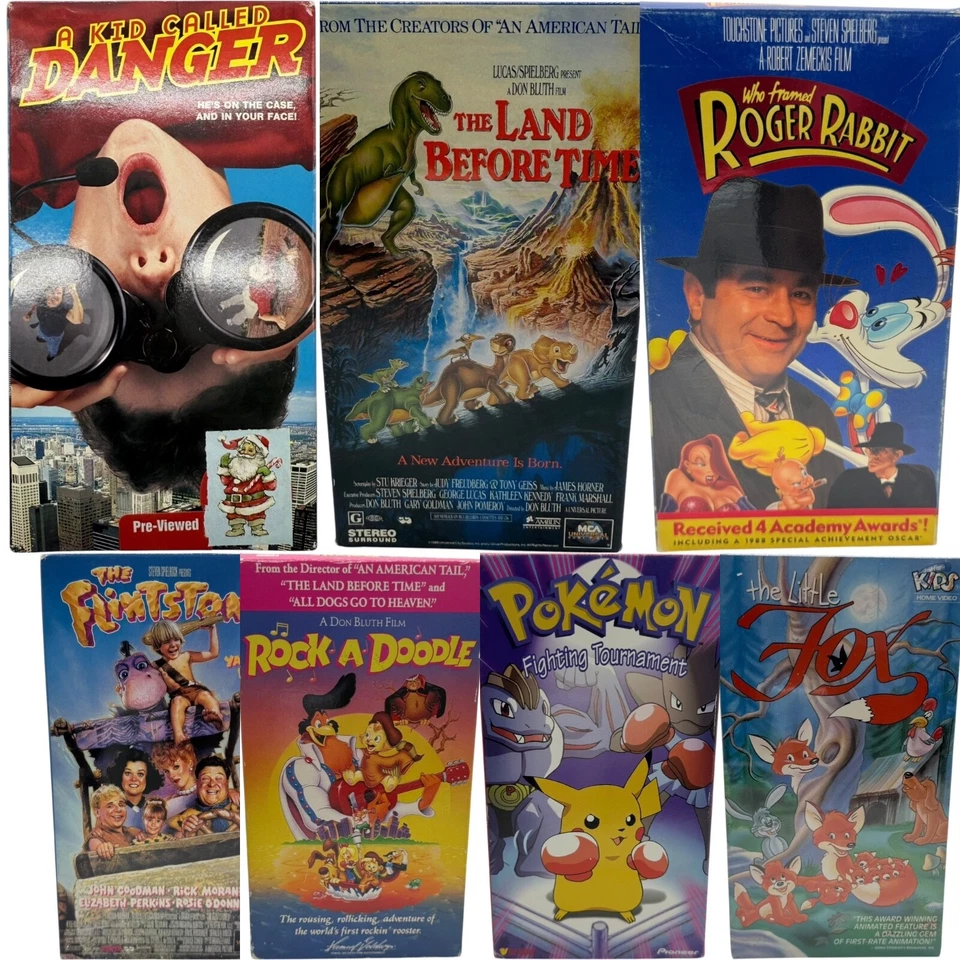 Lot of 7 Kids’ VHS Tapes | Includes The Land Before Time, Pokemon, & More | Rare Foto 1 de 4
