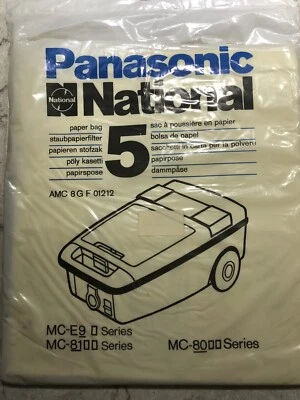 Panasonic National Vacuum Bags OEM MC-E9, MC-81, MC-80 Series Pack of 5 - Image 1 of 2