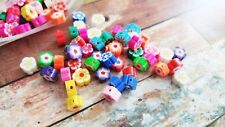 6 Flower Beads Polymer Clay Assorted Lot 8mm Floral 