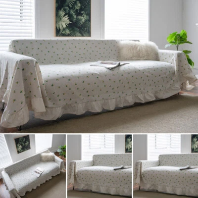 Funda de sofá con volantes con estampado de sofá de salón funda para silla de 1/2/3/4 asientos Foto 1 de 4