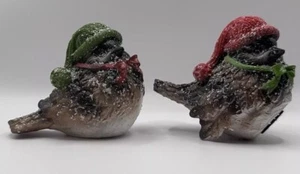 Set of Christmas Sparrows w/ Sugared snow flakes - Picture 1 of 10