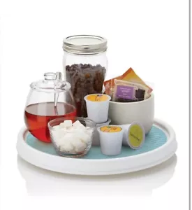 Copco Basics Non-Skid Pantry Cabinet Lazy Susan Turntable, 12-Inch, White / Aqua - Picture 1 of 6