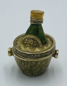 "Mini cubo de hielo de champán Monet esmaltado recuerdo caja de baratija 2005 2"" verde dorado" - Imagen 1 de 6