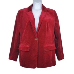 Loft Womens Red Corduroy Single Button Blazer Size 14 - Picture 1 of 8