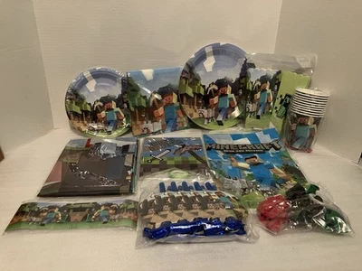 Minecraft Themed Birthday Party Supplies/Decorations Table Cover, Napkins & MORE - Image 1 of 4