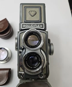 Rollei Rolleiflex Baby Gray TLR Camera in Case w/ Lenses, Filters, Accessories - Picture 1 of 20