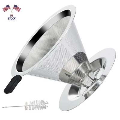 Gotero de acero inoxidable para verter sobre cafetera con cepillo de limpieza camping Foto 1 de 4