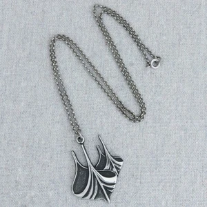 Mid Century Sigrid Høivik Eivind Hillestad Pewter Viking Ship Pendant Necklace - Picture 1 of 5