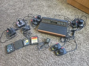 VINTAGE ATARI CX-2600 CONSOLE WITH ATTACHMENTS, 4 GAMES & 8 Controllers - Picture 1 of 9