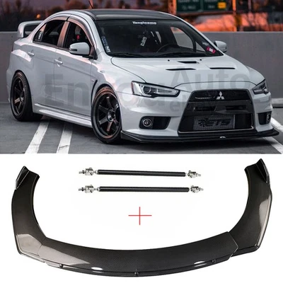 Labio de parachoques delantero + varillas de puntal fibra de carbono para Mitsubishi Eclipse Lancer Mirage Foto 1 de 4