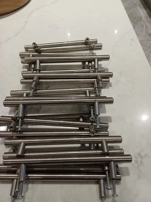 Kitchen Cupboard Cabinet T-Bar Door Handle Brushed Stainless Steel - Image 1 of 2
