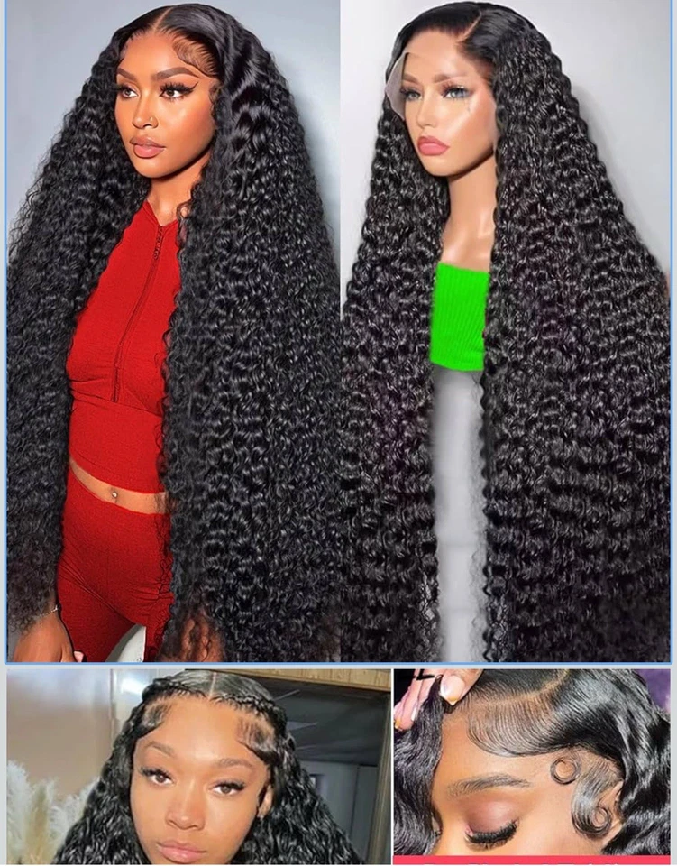 13x6 Deep Wave Lace Front Wigs Human Hair Wigs for Women HD Transparent Deep - Image 1 of 1
