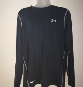 Under Armour Mens Shirt  XL  Fitted  HeatGear Long Sleeve Crew Athletic Black - Picture 1 of 7