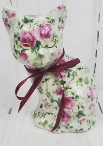 Formalities By Baum Bros Calico Cat Floral Roses 7.5" x 3.5" Figurine - Picture 1 of 9