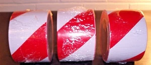 Cinta de advertencia de peligro roja y blanca 3" x 54' no adhesiva (3 rollos) - Imagen 1 de 2