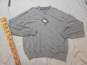 Allen Edmonds Sweater Mens Large Gray Pima Cotton Heather V-Neck Shirt Top NWT - Picture 1 of 12