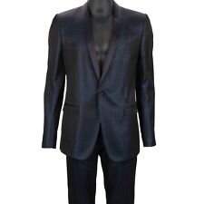 Dolce & Gabbana Gold Silk Reverse Jacquard Suit Jacket Blue 50 US 40 M L 12397