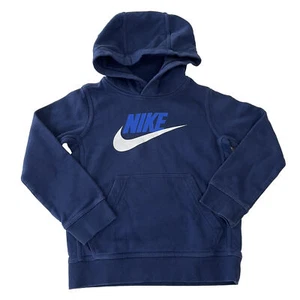 Nike Hoodie Sweatshirt Kids Size XS Navy Blue Logo Graphic Pocket Pullover - Picture 1 of 7