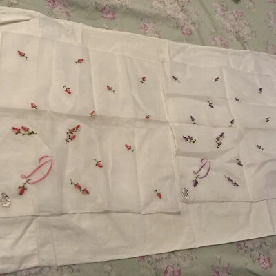 2 винтажных оригинальных носовых платка Burmel с розовыми лавандовыми розами и оригинальными бирками - Изображение 1 из 4