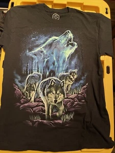 Wolves Shirt Medium Y2K Vintage Style Mountain Nature Tee DOM - Bild 1 von 4