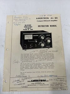 Ameritron AL-80 Instruction Manual  Original Very Nice Fold Out Schematic Read￼ - Picture 1 of 23