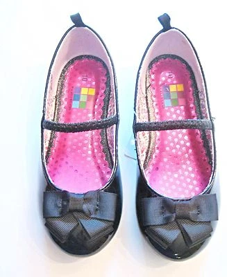 NEW Healthtex Satin Bow Dress Shiny Dance Flat Shoe Sz 10, 11 Kids Girls - Image 1 of 4