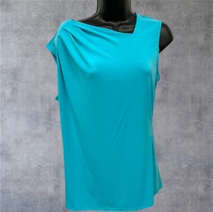 WORTHINGTON STRETCH Women's Size Large Asymmetrical Top Teal Tank Blouse - Picture 1 of 6
