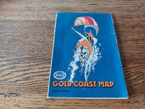RACQ Gold Coast QLD, Vintage Large paper folded map Parasailing Retro Cover - Picture 1 of 7