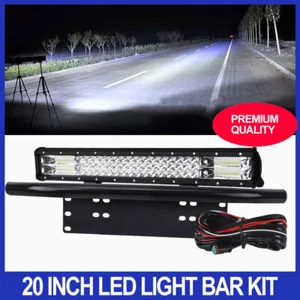 20 inch Combo LED Light Bar & 23 inch Number Plate Frame & 12V Wiring Loom Kit - Picture 1 of 17