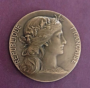 Vtg 2" French Bronze Recognition Medal; Issued From Minister of War; By D Dupuis - Picture 1 of 2