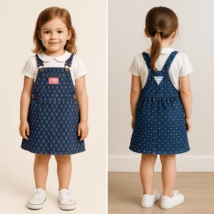 Vintage OshKosh B’gosh Denim Skirtall 6X Girls USA Made Floral Cute Americana - Picture 1 of 10